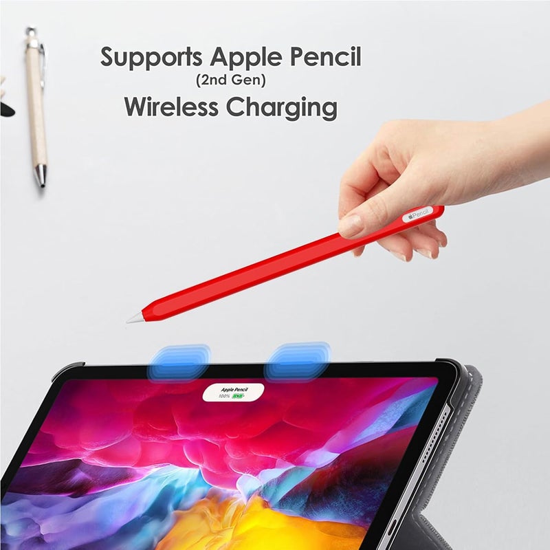 AKSHFETH Ultra Thin Silicone Skin Cover Compatible with Apple Pencil 2nd Gen, Protective Silicone Case for iPad Pro 11 12.9 inch 2018 Pencil Case Shockproof Soft Silicone Sleeve (Orange) - Image 3